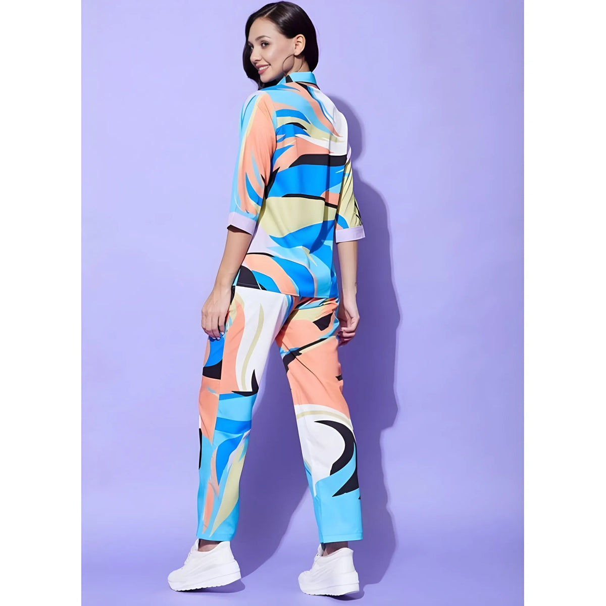 Women's Polyester Colour Blocking 3 4th Sleeve Co Ord Set (multicolor) | Women Signature Collection