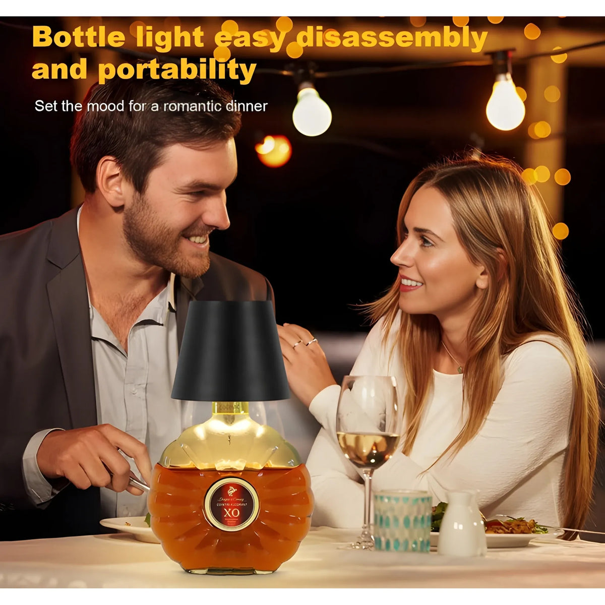 Onyx Essential Plastic Wireless Wine Bottle Lamp