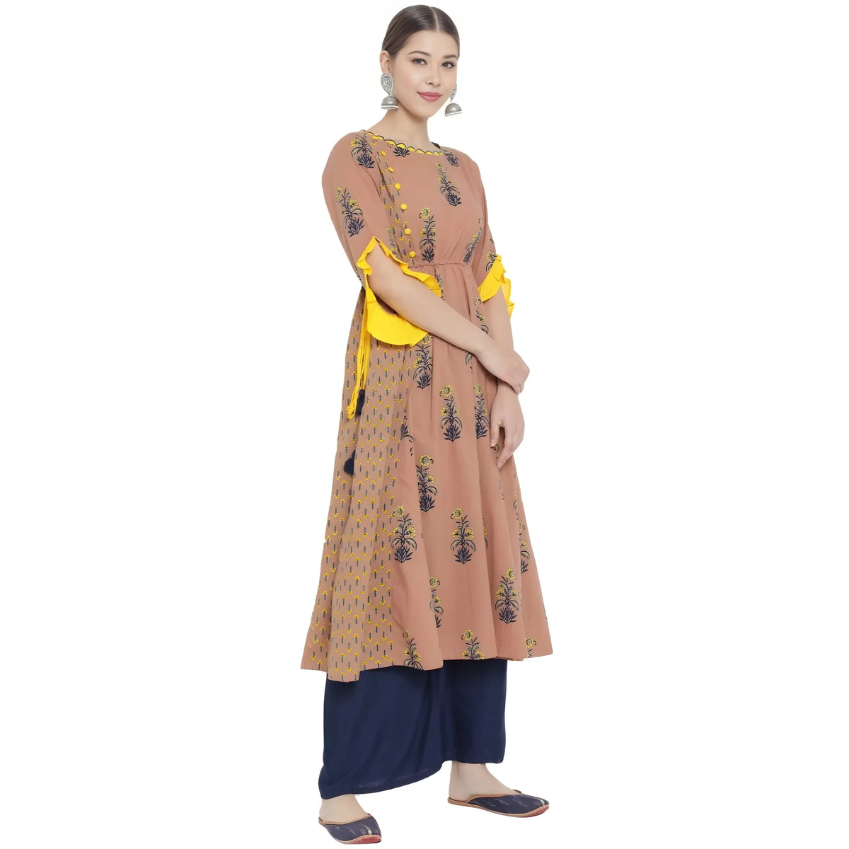 Women's Casual 3/4 Th Sleeve Floral Printed Cotton Kurti (multicolor) | Women Signature Collection