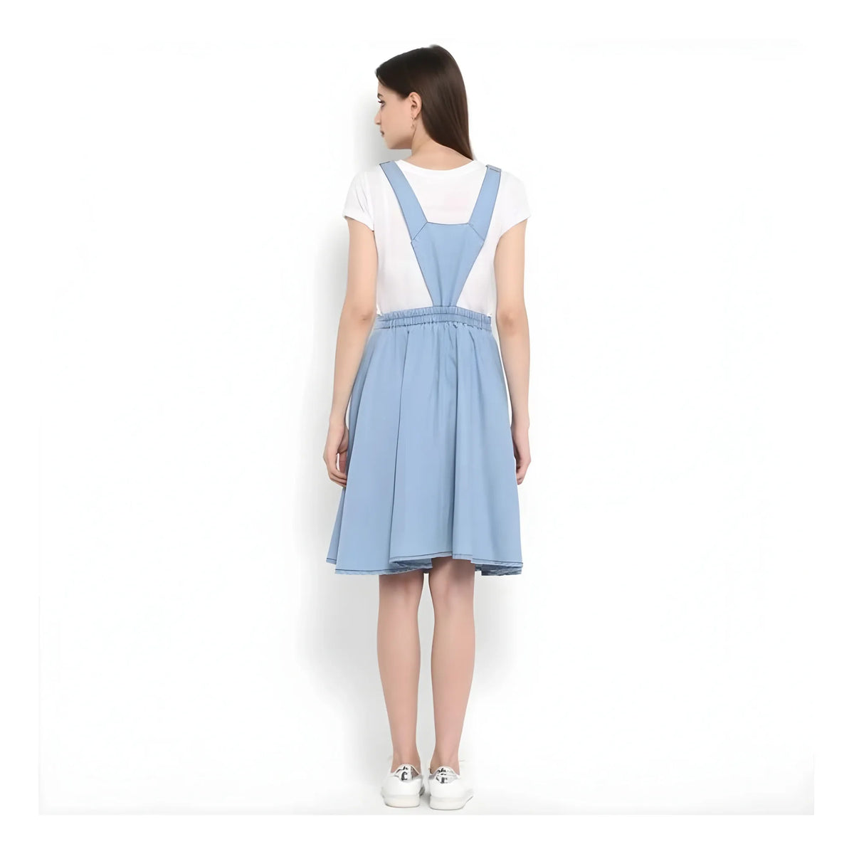 Women's Denim Solid Sleeveless Above Knee Dress (blue) | Women Signature Collection