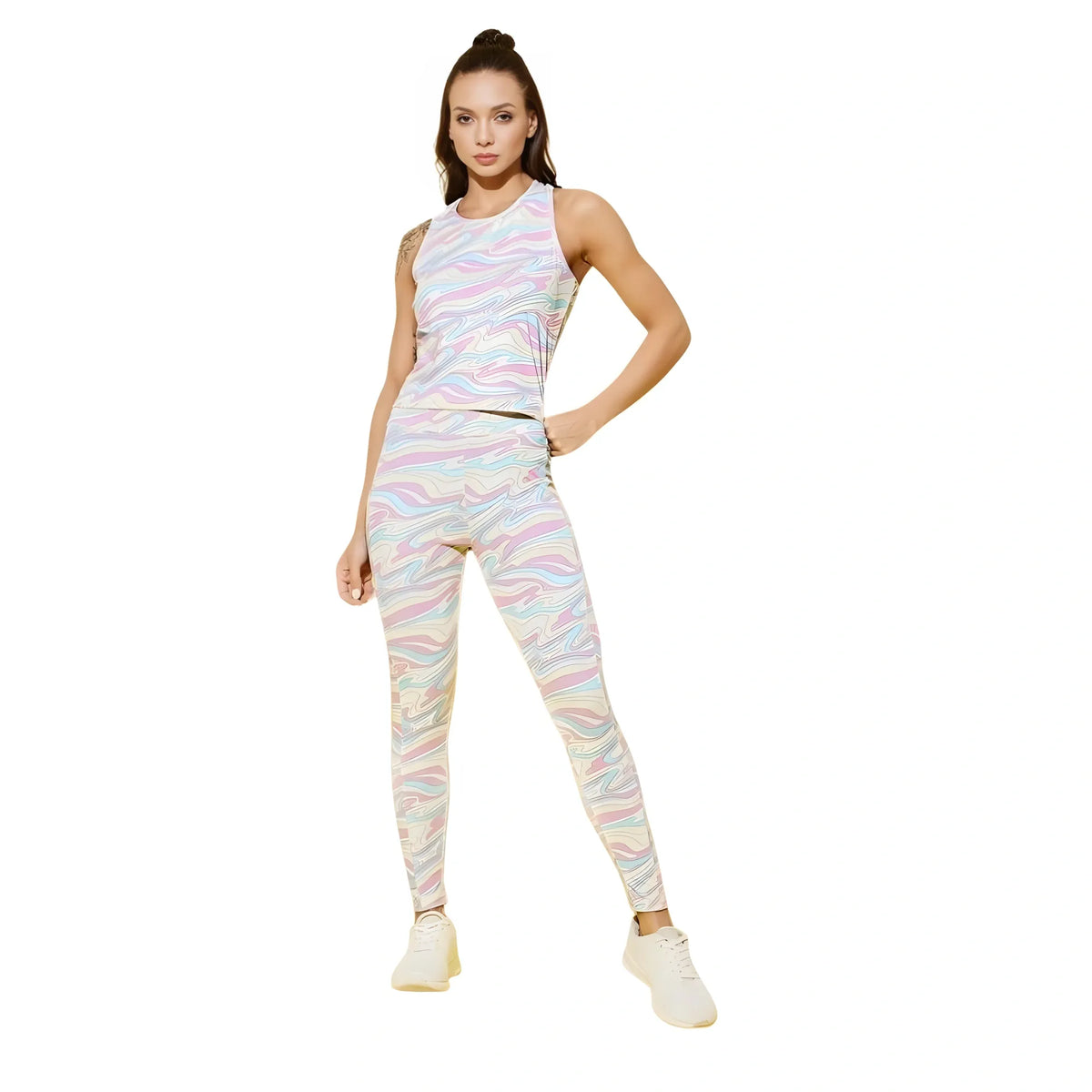Women's Polyester Lycra Printed Sleeveless Active Wear (multicolor) | Women Signature Collection