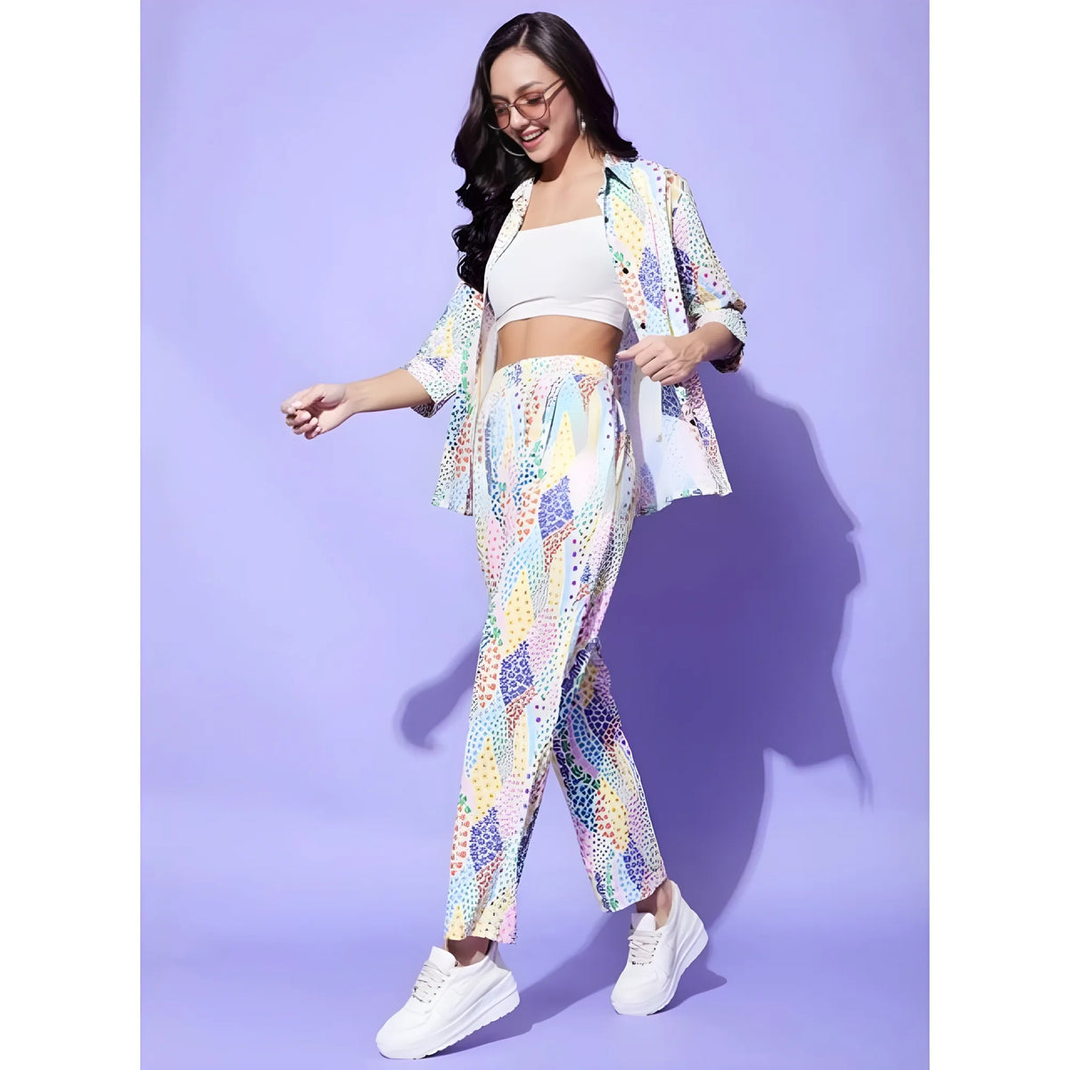Women's Polyester Floral 3 4th Sleeve Co Ord Set (multicolor) | Women Signature Collection
