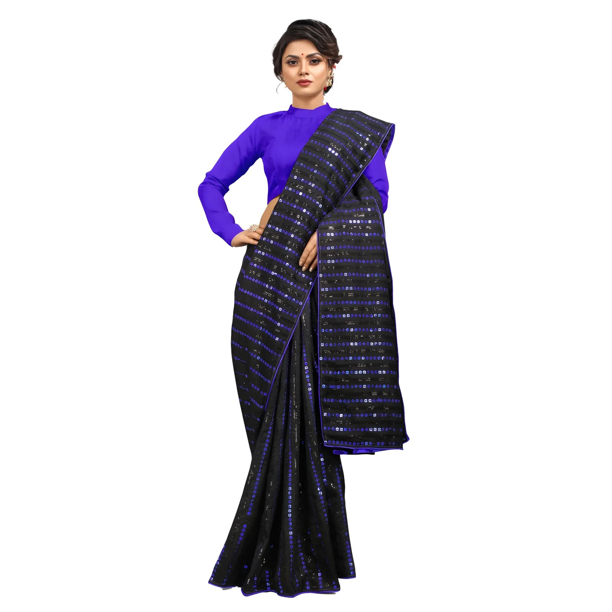 Women's Vichitra Saree With Blouse (blue, 5 6 Mtrs) | Women Signature Collection