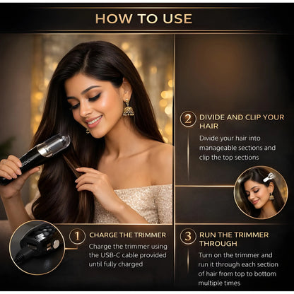 Onyx Essential Stainless Steel Cordless Split End Hair Trimmer