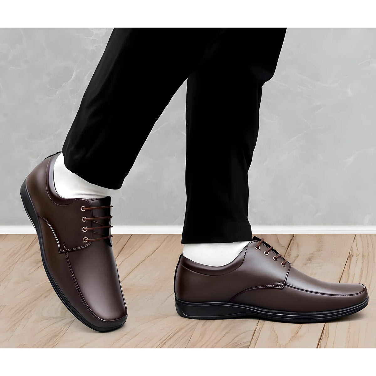 Umber Men's Synthetic Leather Solid Lace-Up Formal Shoes