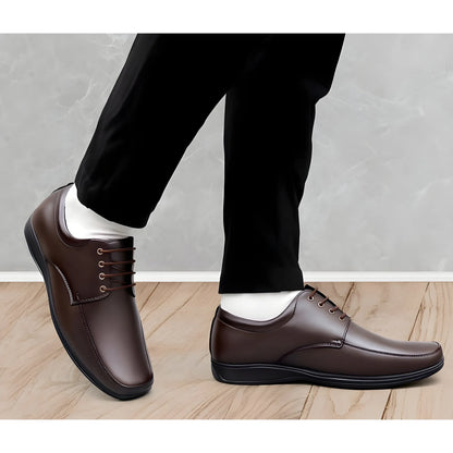 Umber Men's Synthetic Leather Solid Lace-Up Formal Shoes