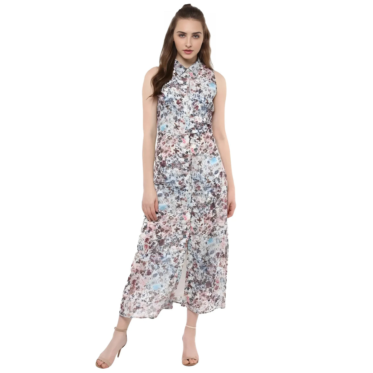 Women's Polyester Chiffon Printed Sleeveless Dress (multicolor) | Women Signature Collection