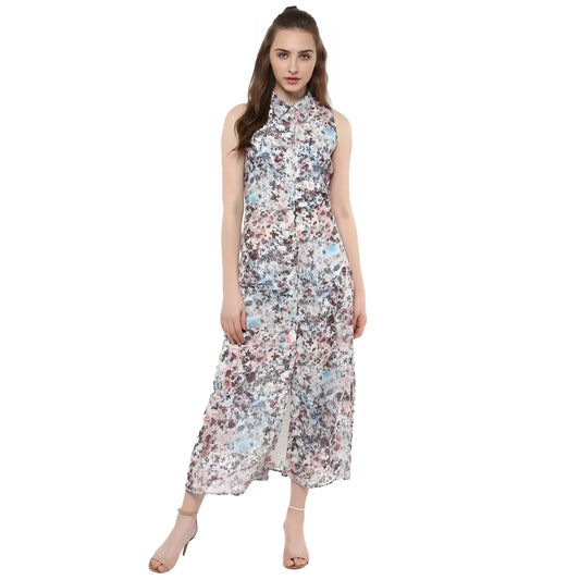Women's Polyester Chiffon Printed Sleeveless Dress (multicolor) | Women Signature Collection