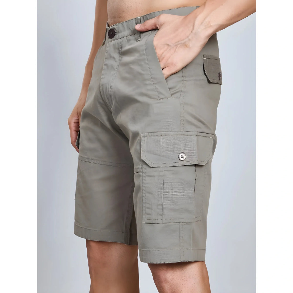 Men's Casual Cotton Solid Knee Length Cargo Shorts (darkgrey) | Men Signature Collection
