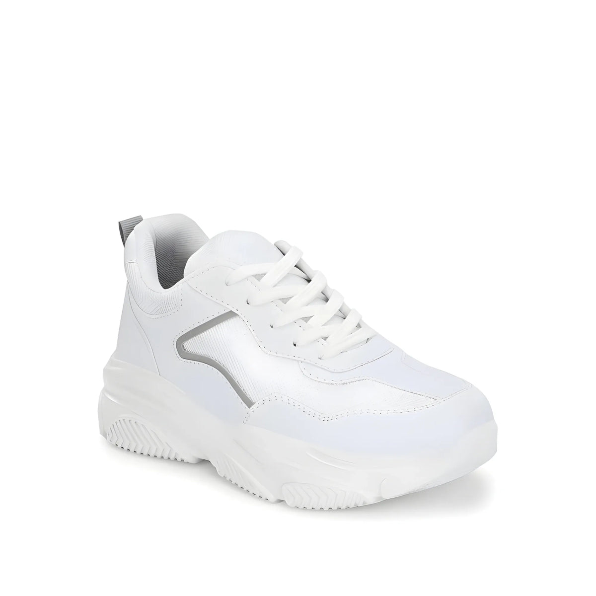 Women's Casual Mesh Printed Lace-Ups Shoes (White)