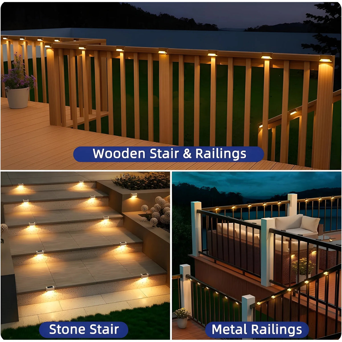 Onyx Essential Pack of 4 Stair Deck Solar Light
