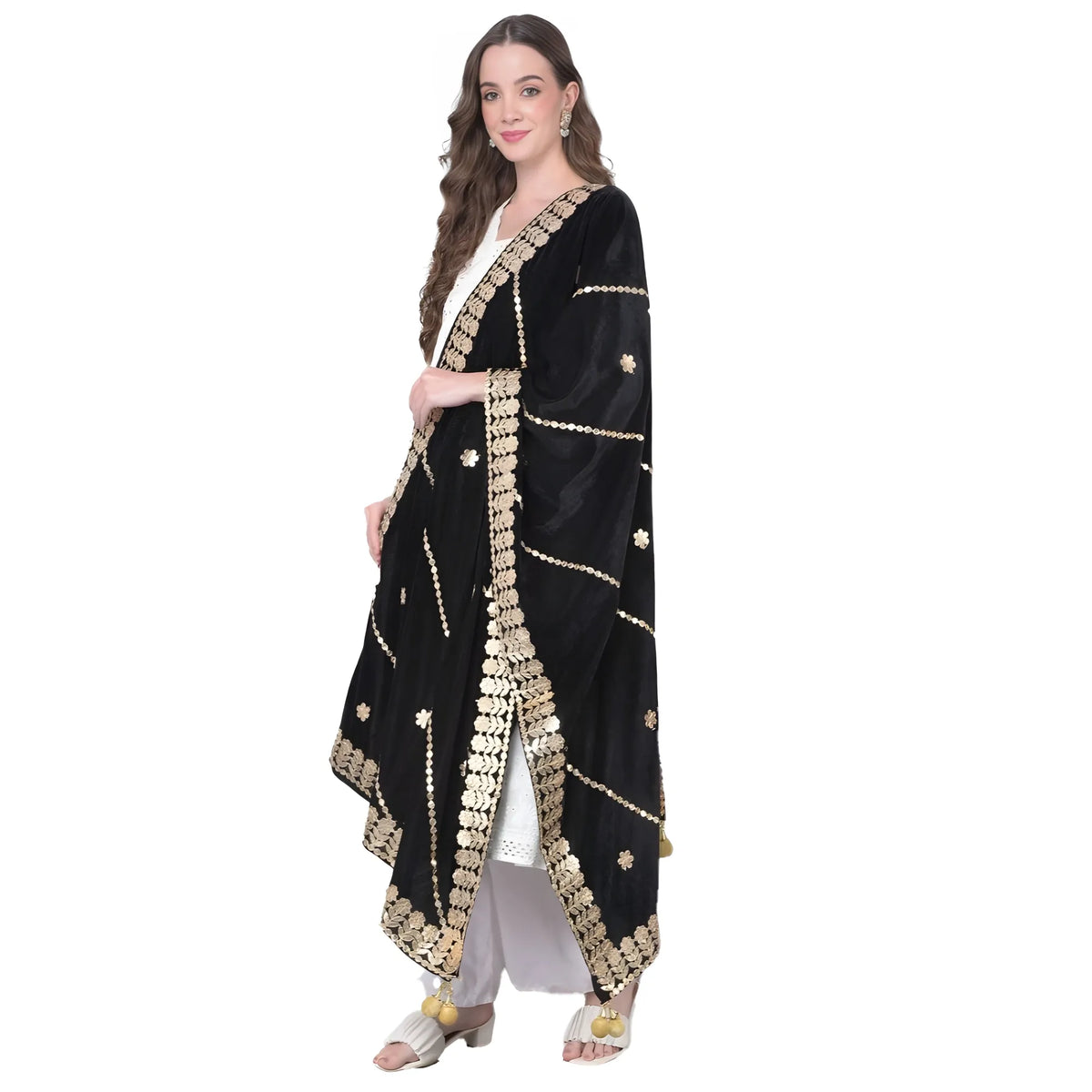 Women's Velvet Gotta Patti Dupatta (black, Length: 2.25 To 2.50 Mtr) | Women Signature Collection