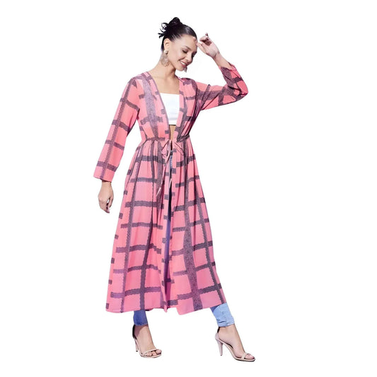 Blush Calla Check Long-Sleeve Shrug