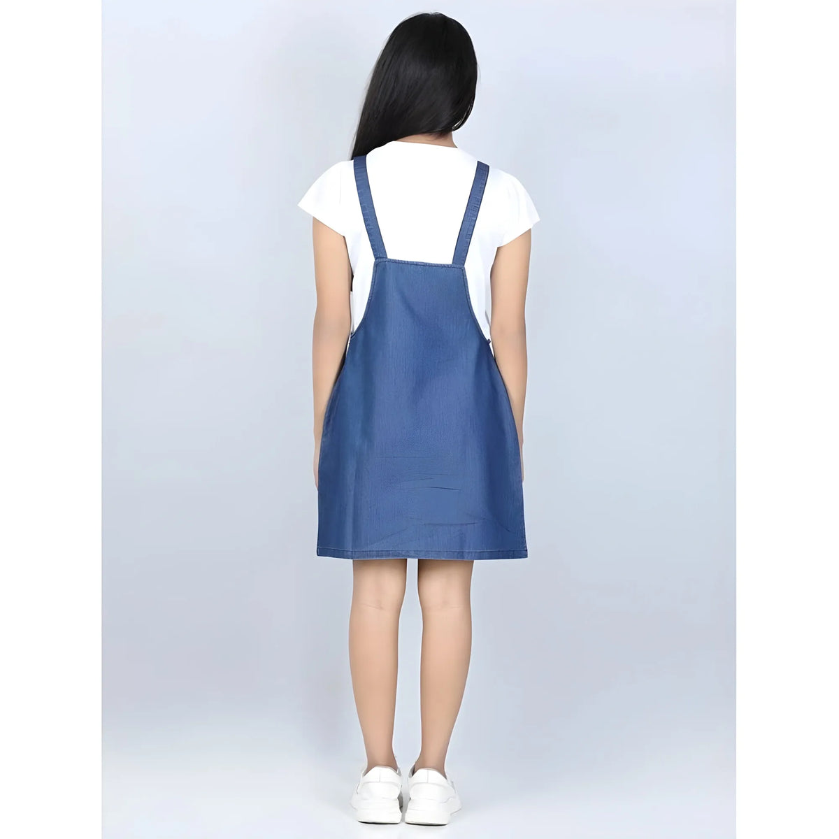 Girl's Denim Solid Sleeveless Dress (blue) | Kids Signature Collection