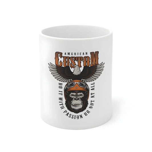 Ceramic Gorila Desing Printed Coffee Mug (Color: White, Capacity:330ml)