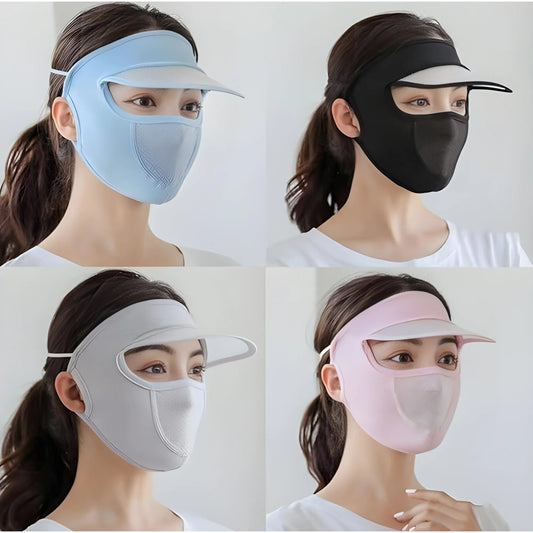 Elastic Women Cap With Mask (Multicolor)