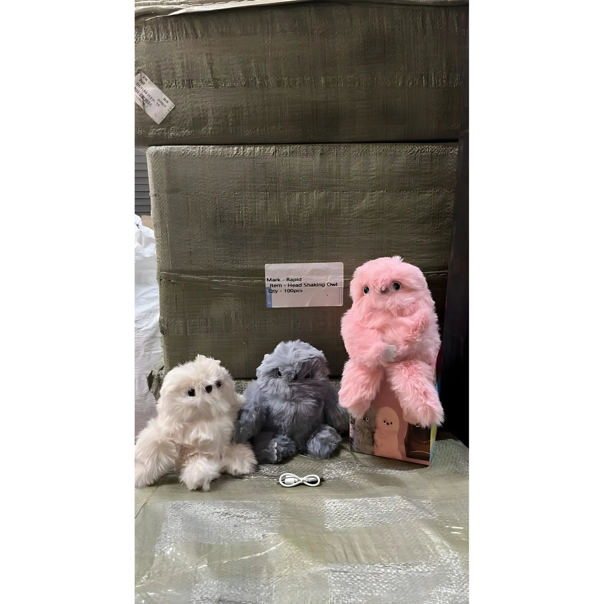 Prism Essential Faux Fur-Plush Head Shaking Owl Toy