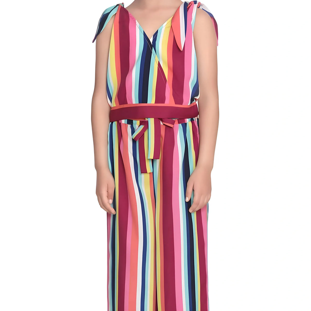 Girl's Polyester Crepe Floral Cold Shoulder Crop Top And Pallazo Set (multicolor) | Kids Signature Collection