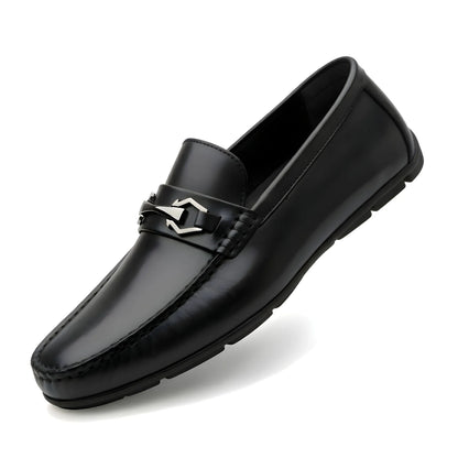 Onyx Men's Synthetic Leather Solid Slip-On Casual Loafers With Metal Bit