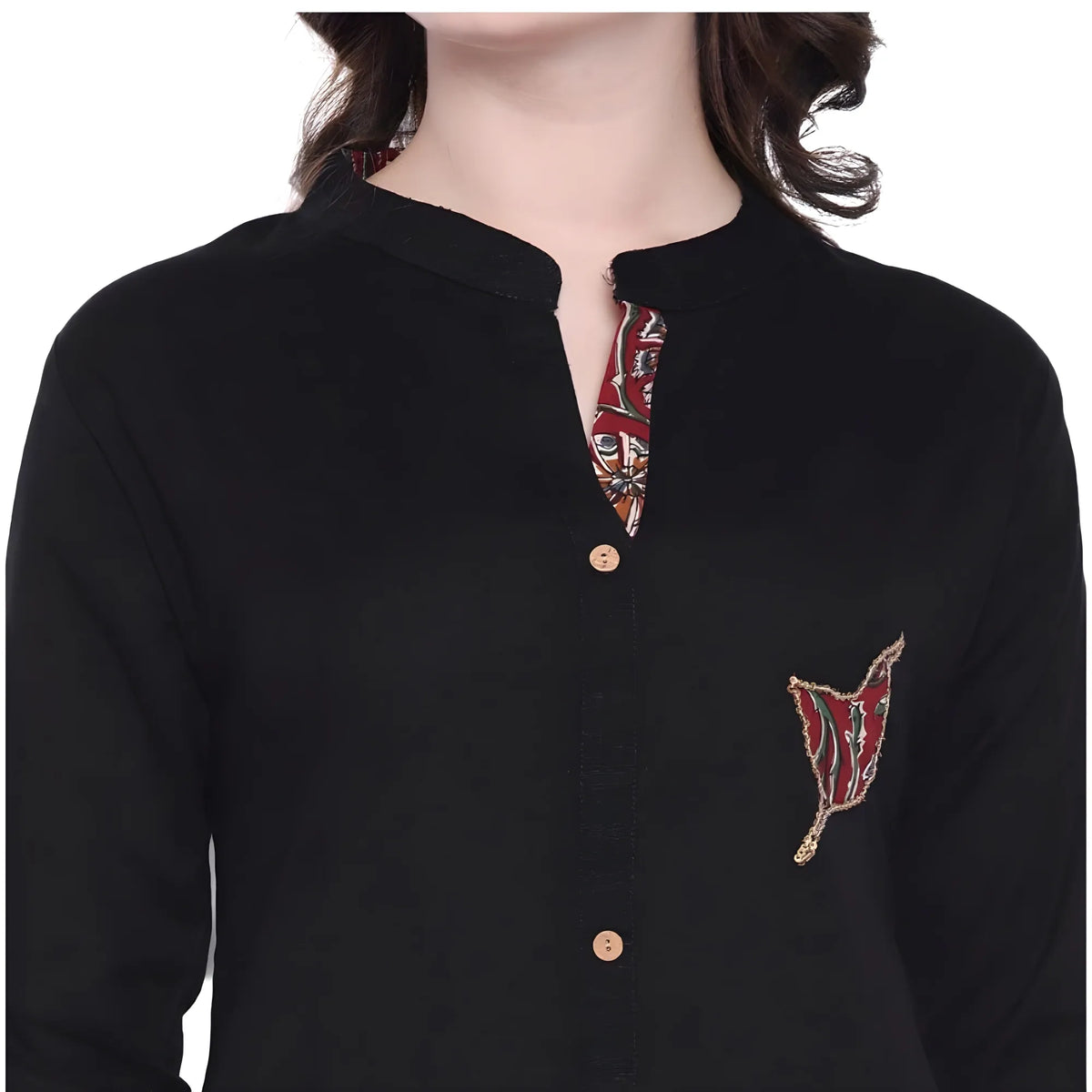 Women's Khadi Printed A Line Kurti (black, Khadi) | Women Signature Collection