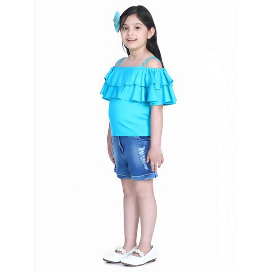 Azure Amaya Cold-Shoulder Top with Shorts