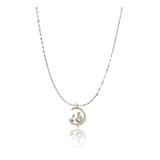 Women's Stainless Steel Moon Pendent Delicate Chain (Gold Plated)