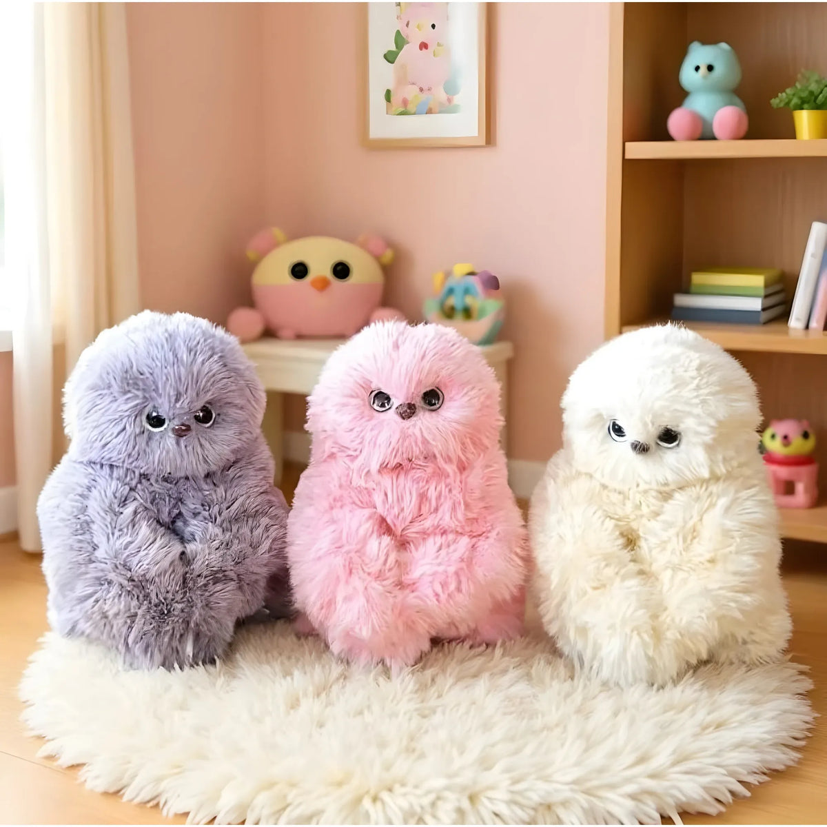 Prism Essential Faux Fur-Plush Head Shaking Owl Toy