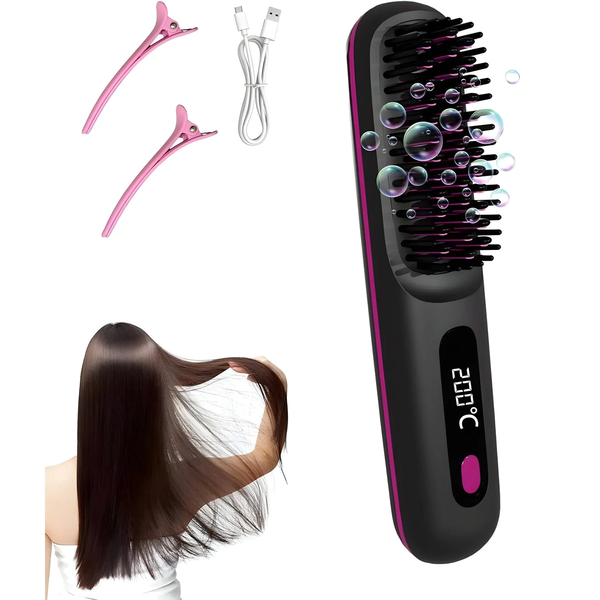 Onyx Essential Plastic Cordless Hair Straightener Brush