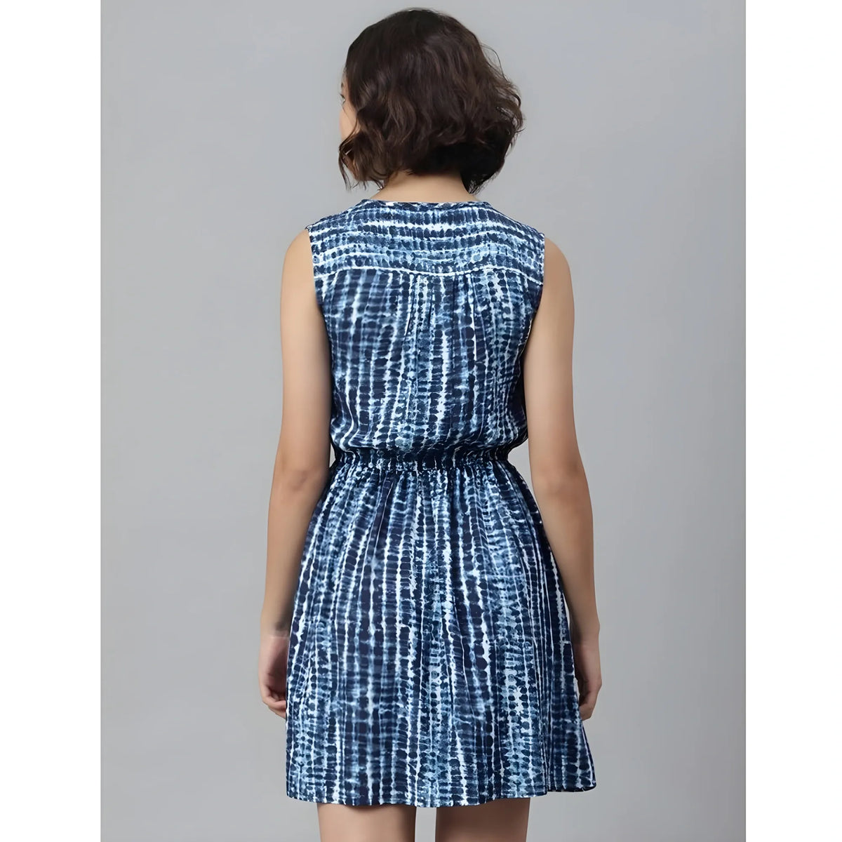 Women's Rayon Tie &amp; Dye Sleeveless Above Knee Dress (blue) | Women Signature Collection