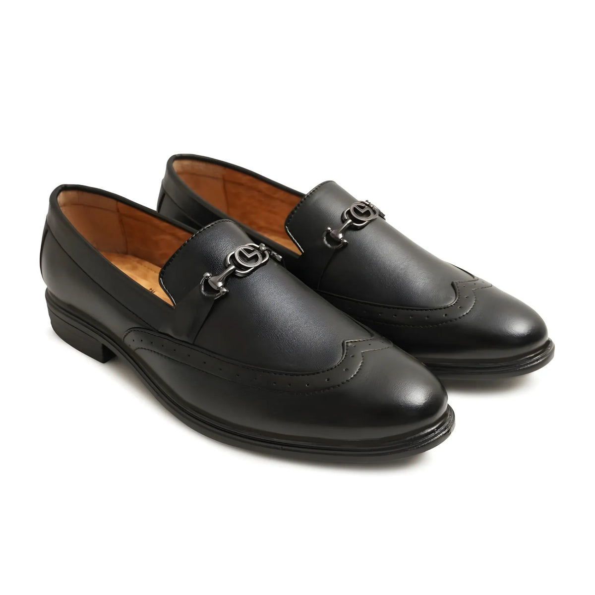 Men's Casual Faux Leather Solid Slip-on Formal Shoes (Black)