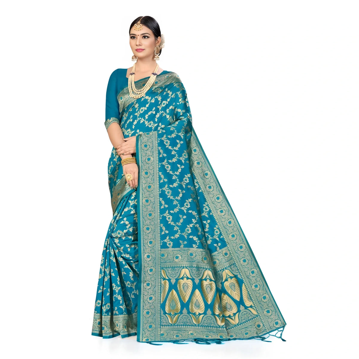 Women's Banarasi Silk Saree (sky Blue, 5 6mtrs) | Women Signature Collection