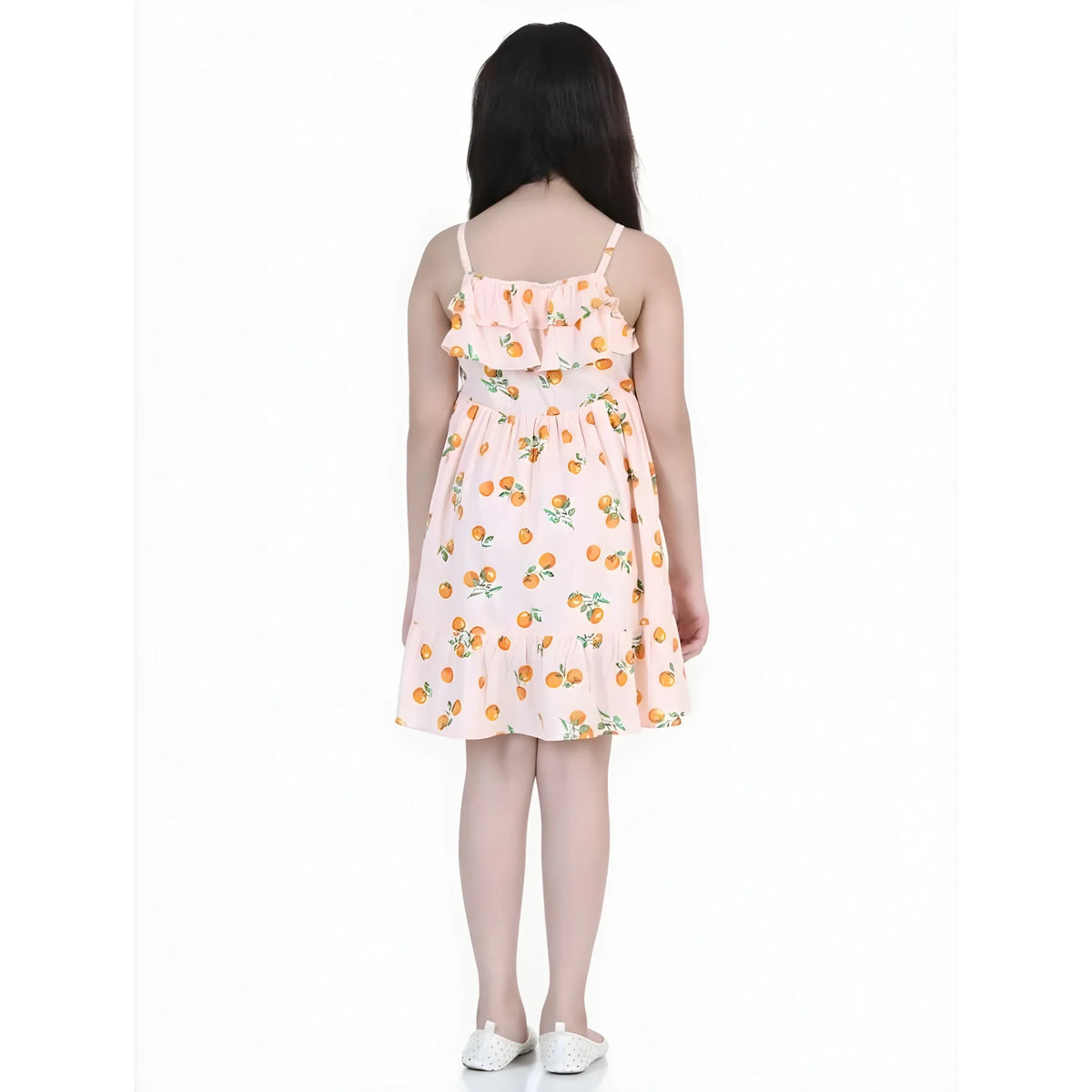 Girl's Rayon Printed Sleeveless Dress (orange) | Kids Signature Collection