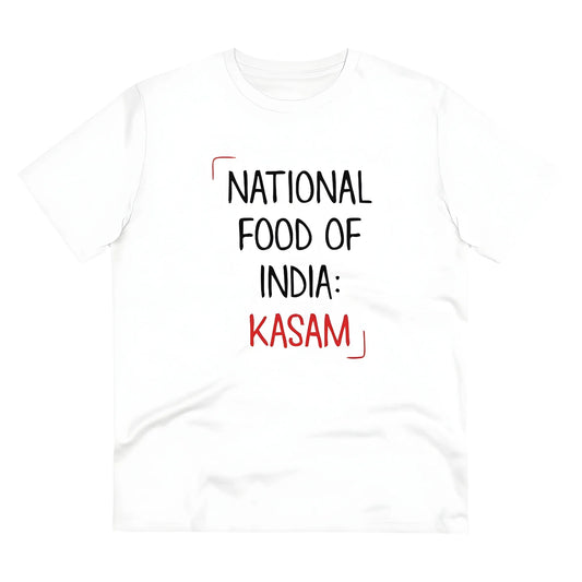 Men's PC Cotton India Kasam Printed T Shirt (Color: White, Thread Count: 180GSM)