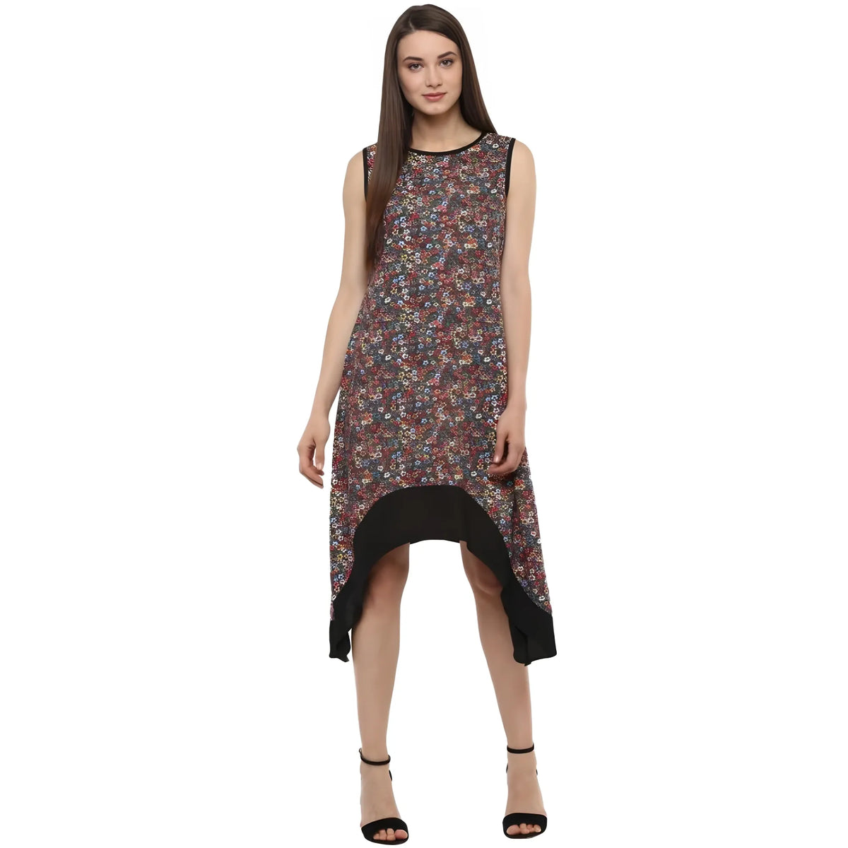 Women's Polyester Printed Sleeveless Knee Length Dress (multicolor) | Women Signature Collection