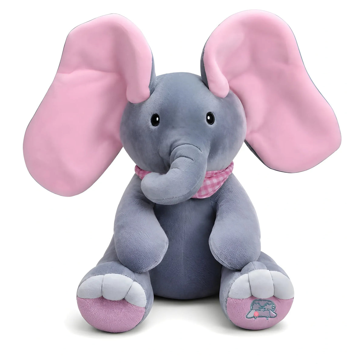 Rose Essential Wool Peek-a-Boo Musical Elephant Plush Toy