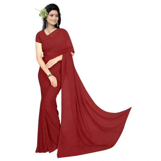Eshira Georgette Plain Saree With Blouse