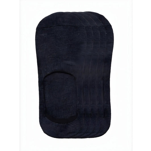 5 Pairs Unisex Casual Cotton Blended Solid No-show Socks (Dark Grey)