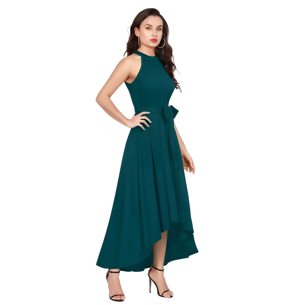 Women's Polyster Solid Halter Neck Sleeveless Dress (morpichh) | Women Signature Collection
