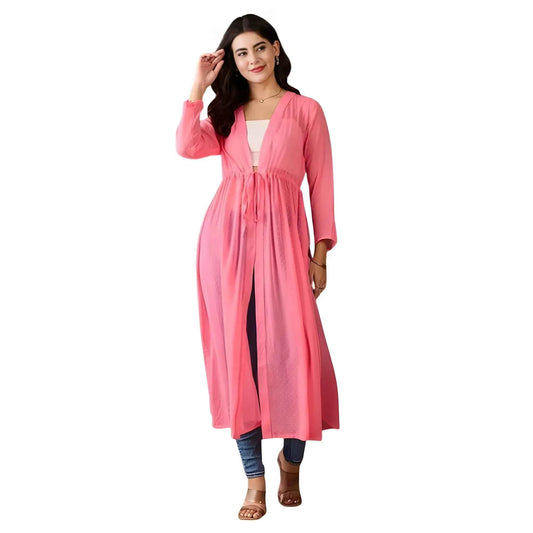 Blush Lila Chiffon Self Design Long-Sleeve Shrug
