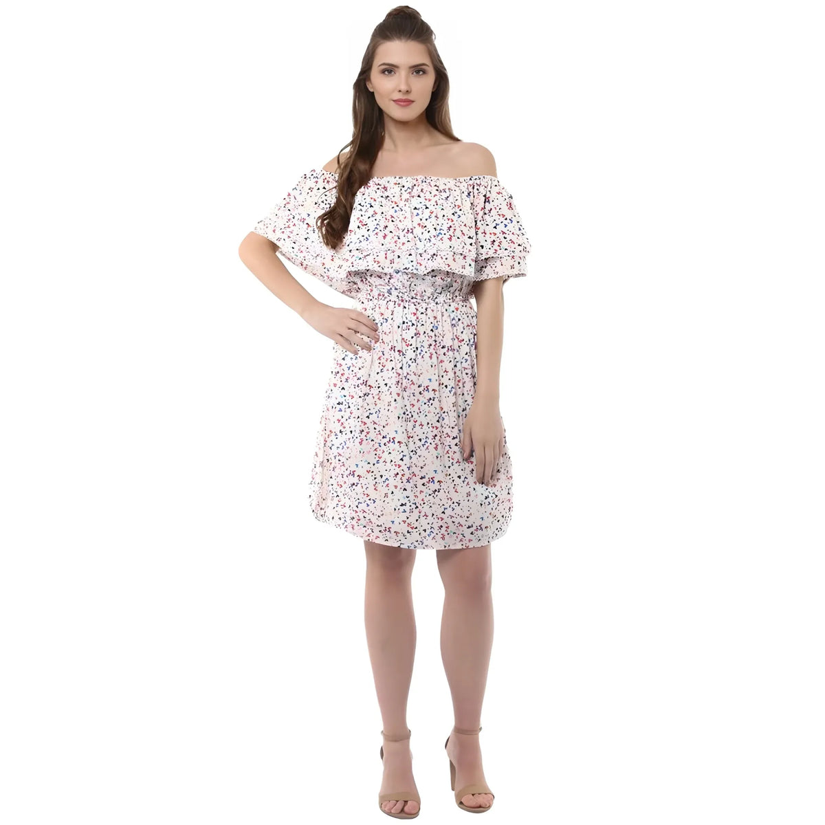 Women's Rayon Floral Half Sleeve Above Knee Dress (multicolor) | Women Signature Collection