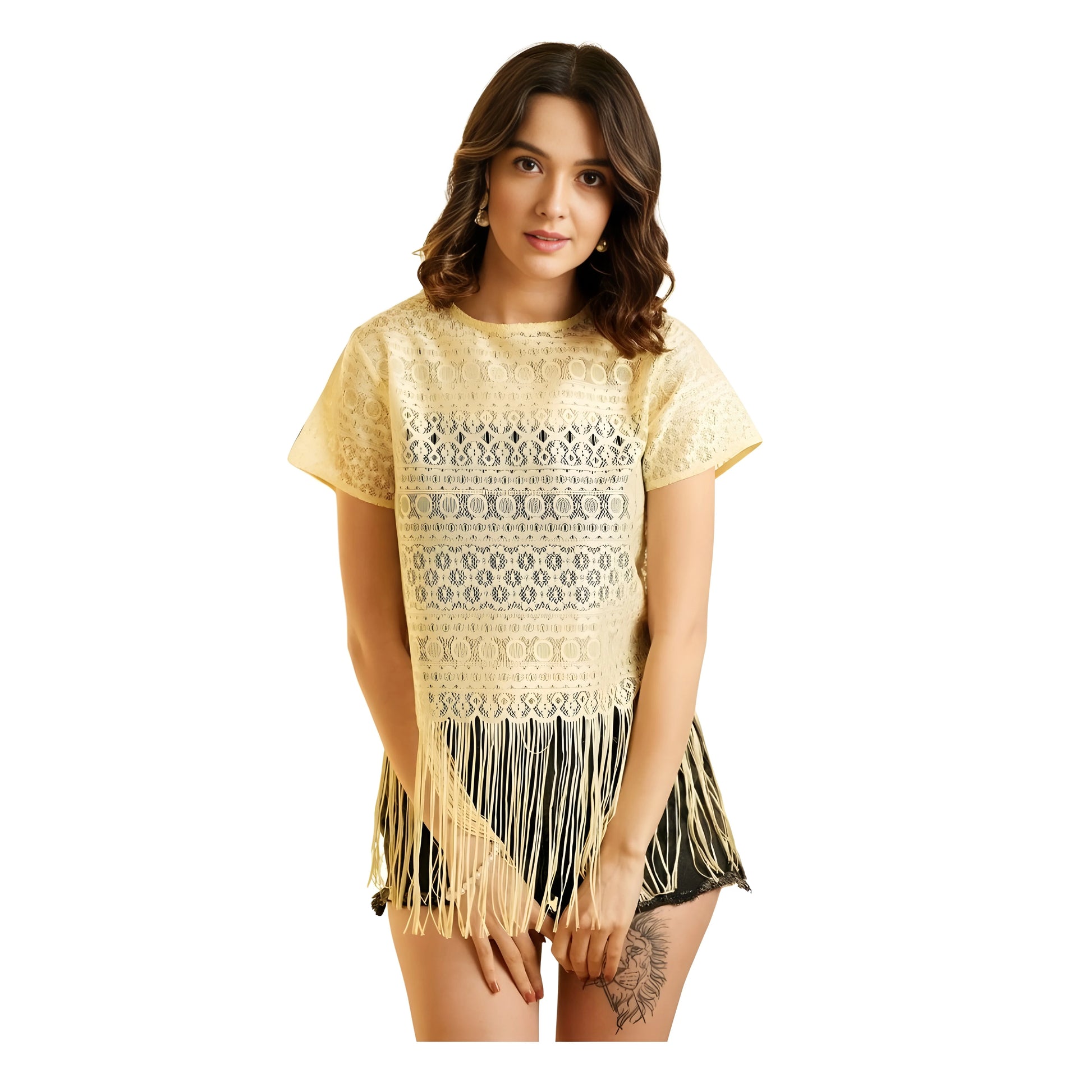 Elara Lace Self Design Top